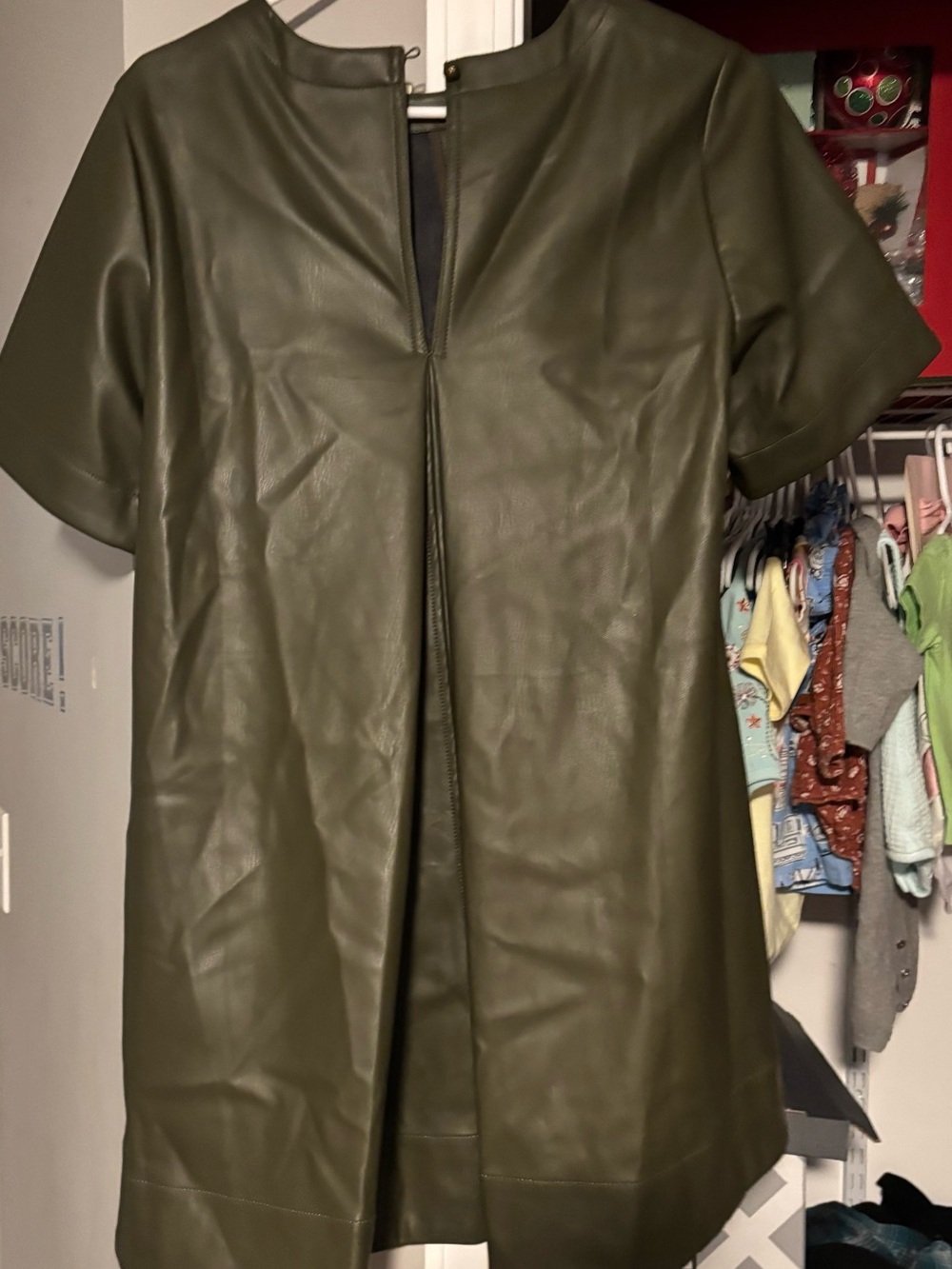 Maeve Olive Green Faux-Leather Mini Dress - Picture 4 of 4
